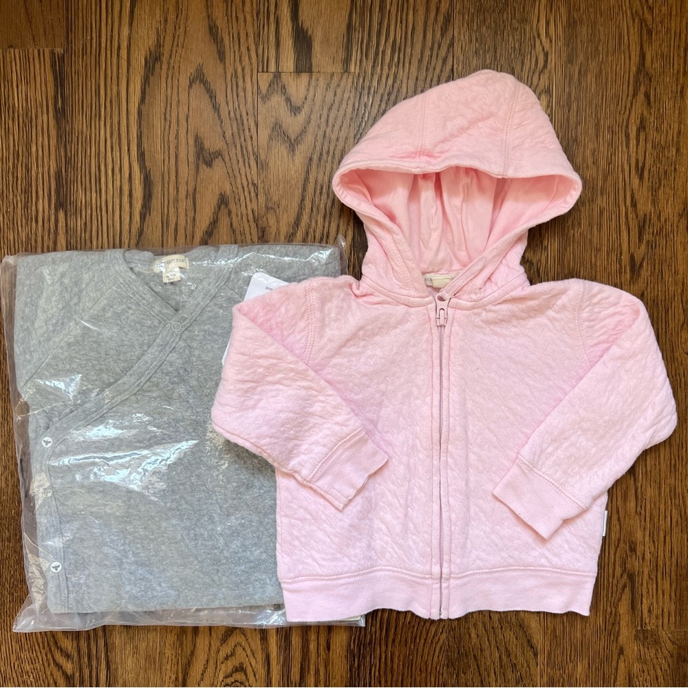 Set of Burt's Bees Organic Cotton 12 mo - Pink Hoodie and Kimono Romper